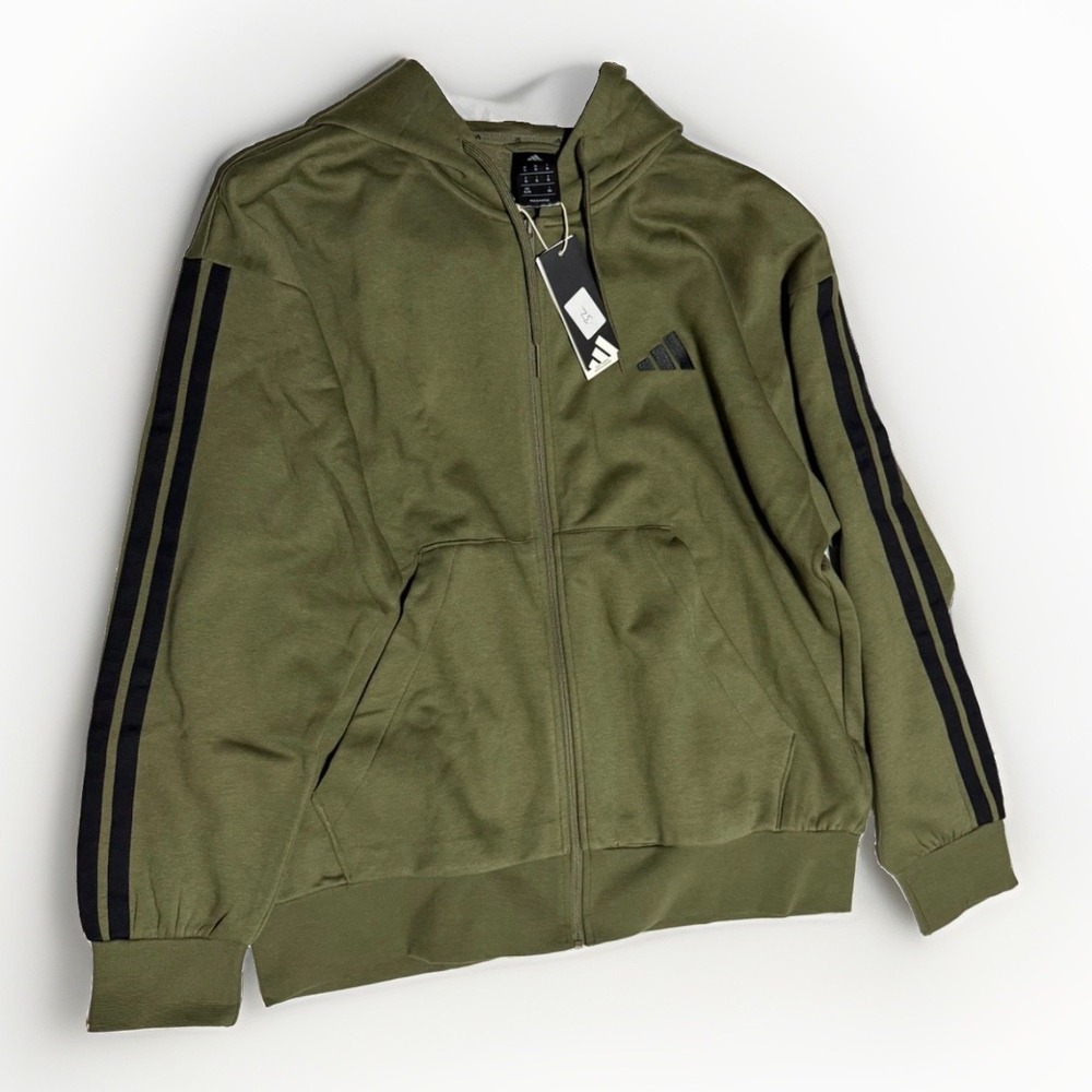 Adidas Essentials Fleece Full Zip Hoodie Men's XL Olive New